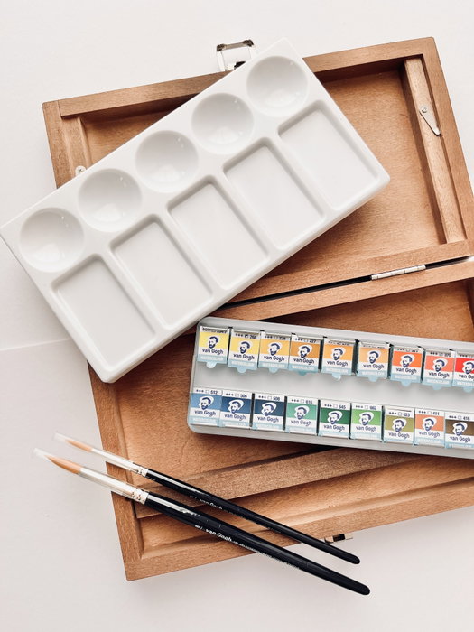 Van Gogh Set de acuarelas en caja de madera con 24 colores y 3 accesorios Van Gogh Set de acuarelas en caja de madera con 24 colores y 3 accesorios